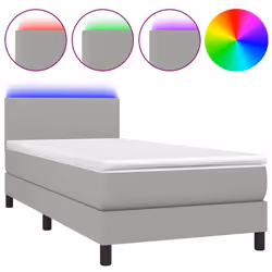 vidaXL Letto a Molle Materasso e LED Grigio Chiaro 80x200 cm Tessuto - Vista aggiuntiva 2