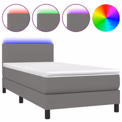 vidaXL Letto a Molle Materasso e LED Grigio Scuro 80x200 cm in Tessuto - Vista aggiuntiva 2