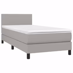 vidaXL Letto a Molle Materasso e LED Grigio Chiaro 90x200 cm Tessuto - Vista aggiuntiva 3
