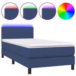 vidaXL Letto a Molle con Materasso e LED Blu 90x200 cm in Tessuto - Vista aggiuntiva 2
