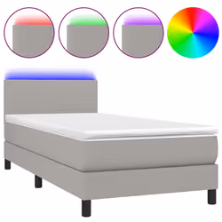 Letto a Molle Materasso e LED Grigio Chiaro 100x200 cm Tessutocod mxl 74778 - Vista aggiuntiva 2