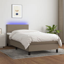 Letto a Molle con Materasso e LED Tortora 100x200cm in Tessutocod mxl 122695