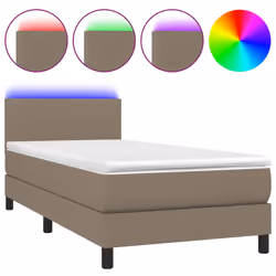 Letto a Molle con Materasso e LED Tortora 100x200cm in Tessutocod mxl 122695 - Vista aggiuntiva 2