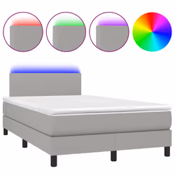 vidaXL Letto a Molle Materasso e LED Grigio Chiaro 120x200 cm Tessuto - Vista aggiuntiva 2