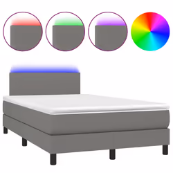 vidaXL Letto a Molle Materasso e LED Grigio Scuro 120x200cm in Tessuto - Vista aggiuntiva 2