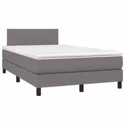 vidaXL Letto a Molle Materasso e LED Grigio Scuro 120x200cm in Tessuto - Vista aggiuntiva 3