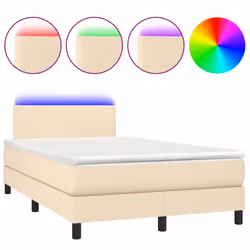 vidaXL Letto a Molle con Materasso e LED Crema 120x200cm in Tessuto - Vista aggiuntiva 2
