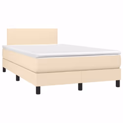 vidaXL Letto a Molle con Materasso e LED Crema 120x200cm in Tessuto - Vista aggiuntiva 3