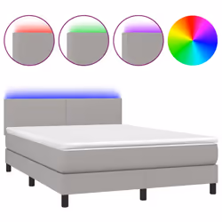 Letto a Molle Materasso e LED Grigio Chiaro 140x190 cm Tessutocod mxl 122696