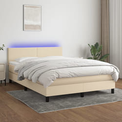Letto a Molle con Materasso e LED Crema 140x190 cm in Tessutocod mxl 122698