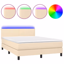 Letto a Molle con Materasso e LED Crema 140x190 cm in Tessutocod mxl 122698 - Vista aggiuntiva 2