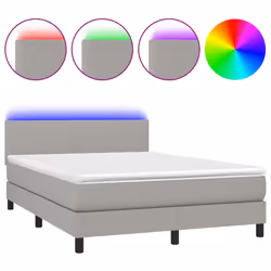 vidaXL Letto a Molle Materasso e LED Grigio Chiaro 140x200 cm Tessuto - Vista aggiuntiva 2