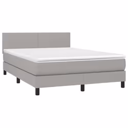 vidaXL Letto a Molle Materasso e LED Grigio Chiaro 140x200 cm Tessuto - Vista aggiuntiva 3