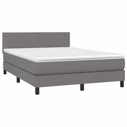 vidaXL Letto a Molle Materasso e LED Grigio Scuro 140x200cm in Tessuto - Vista aggiuntiva 3