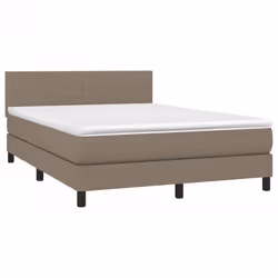 vidaXL Letto a Molle con Materasso e LED Tortora 140x200 cm in Tessuto - Vista aggiuntiva 3