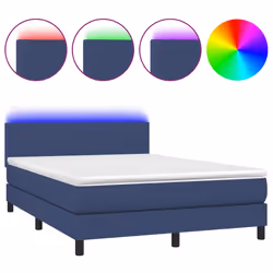 vidaXL Letto a Molle con Materasso e LED Blu 140x200 cm in Tessuto - Vista aggiuntiva 2