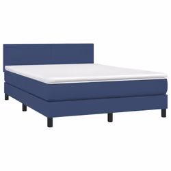 vidaXL Letto a Molle con Materasso e LED Blu 140x200 cm in Tessuto - Vista aggiuntiva 3