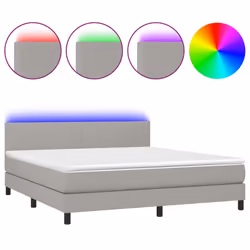 vidaXL Letto a Molle Materasso e LED Grigio Chiaro 160x200 cm Tessuto - Vista aggiuntiva 2