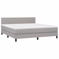 vidaXL Letto a Molle Materasso e LED Grigio Chiaro 160x200 cm Tessuto - Vista aggiuntiva 3