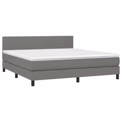 vidaXL Letto a Molle Materasso e LED Grigio Scuro 160x200cm in Tessuto - Vista aggiuntiva 3