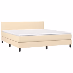 vidaXL Letto a Molle con Materasso e LED Crema 160x200 cm in Tessuto - Vista aggiuntiva 3