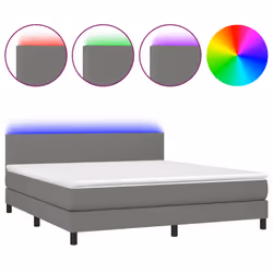 vidaXL Letto a Molle Materasso e LED Grigio Scuro 180x200cm in Tessuto - Vista aggiuntiva 2