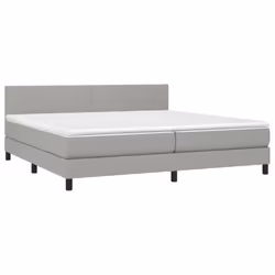 vidaXL Letto a Molle Materasso e LED Grigio Chiaro 200x200 cm Tessuto - Vista aggiuntiva 3