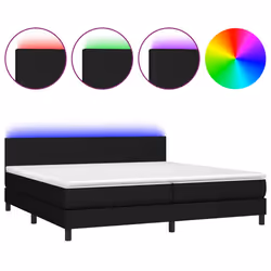 vidaXL Letto a Molle Materasso e LED Nero 200x200cm in Tessuto - Vista aggiuntiva 2