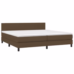 vidaXL Letto a Molle Materasso e LED Marronescuro 200x200cm in Tessuto - Vista aggiuntiva 3