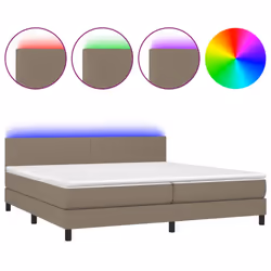 vidaXL Letto a Molle Materasso e LED tortora 200x200cm in Tessuto - Vista aggiuntiva 2