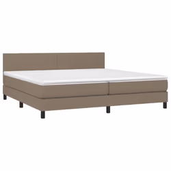 vidaXL Letto a Molle Materasso e LED tortora 200x200cm in Tessuto - Vista aggiuntiva 3