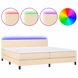 vidaXL Letto a Molle Materasso e LED bianco 200x200cm in Tessuto - Vista aggiuntiva 2