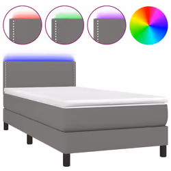 vidaXL Letto a Molle Materasso e LED Grigio Scuro 80x200 cm in Tessuto - Vista aggiuntiva 2