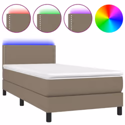 vidaXL Letto a Molle con Materasso e LED Tortora 90x190 cm in Tessuto - Vista aggiuntiva 2