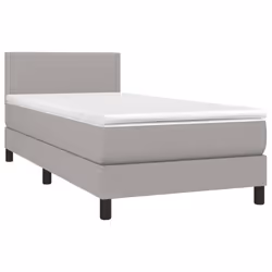vidaXL Letto a Molle Materasso e LED Grigio Chiaro 90x200 cm Tessuto - Vista aggiuntiva 3
