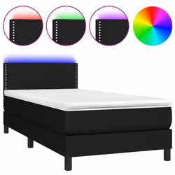 Letto a Molle con Materasso e LED Nero 100x200 cm in Tessutocod mxl 122701 - Vista aggiuntiva 2