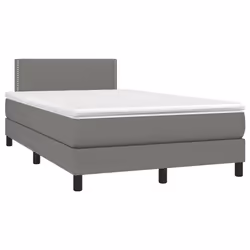 vidaXL Letto a Molle Materasso e LED Grigio Scuro 120x200cm in Tessuto - Vista aggiuntiva 3