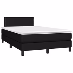 vidaXL Letto a Molle con Materasso e LED Nero 120x200cm in Tessuto - Vista aggiuntiva 3