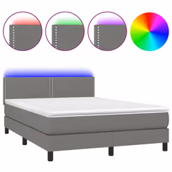 Letto a Molle Materasso e LED Grigio Scuro 140x190cm in Tessutocod mxl 74783