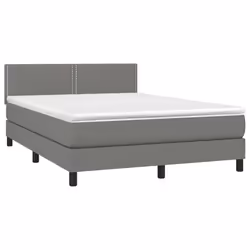 vidaXL Letto a Molle Materasso e LED Grigio Scuro 140x200cm in Tessuto - Vista aggiuntiva 3