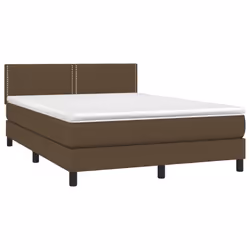 vidaXL Letto a Molle Materasso e LED Marrone Scuro 140x200 cm Tessuto - Vista aggiuntiva 3