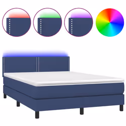 vidaXL Letto a Molle con Materasso e LED Blu 140x200 cm in Tessuto - Vista aggiuntiva 2
