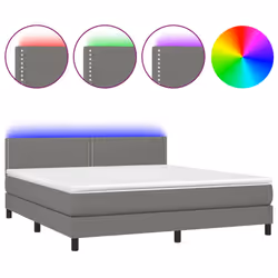 vidaXL Letto a Molle Materasso e LED Grigio Scuro 180x200cm in Tessuto - Vista aggiuntiva 2