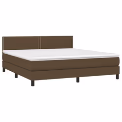 vidaXL Letto a Molle Materasso e LED MarroneScuro 180x200cm in Tessuto - Vista aggiuntiva 3