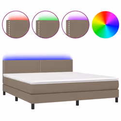 vidaXL Letto a Molle con Materasso e LED Tortora 180x200 cm in Tessuto - Vista aggiuntiva 2