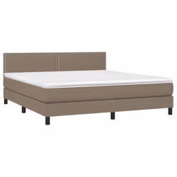 vidaXL Letto a Molle con Materasso e LED Tortora 180x200 cm in Tessuto - Vista aggiuntiva 3