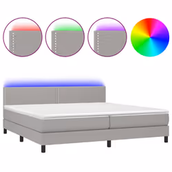vidaXL Letto a Molle Materasso e LED Grigio Chiaro 200x200 cm Tessuto - Vista aggiuntiva 2