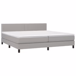 vidaXL Letto a Molle Materasso e LED Grigio Chiaro 200x200 cm Tessuto - Vista aggiuntiva 3