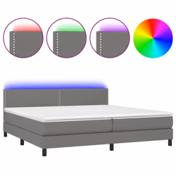 vidaXL Letto a Molle Materasso e LED Grigio Scuro 200x200cm in Tessuto - Vista aggiuntiva 2