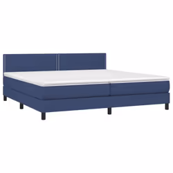 vidaXL Letto a Molle Materasso e LED Blu 200x200cm in Tessuto - Vista aggiuntiva 3